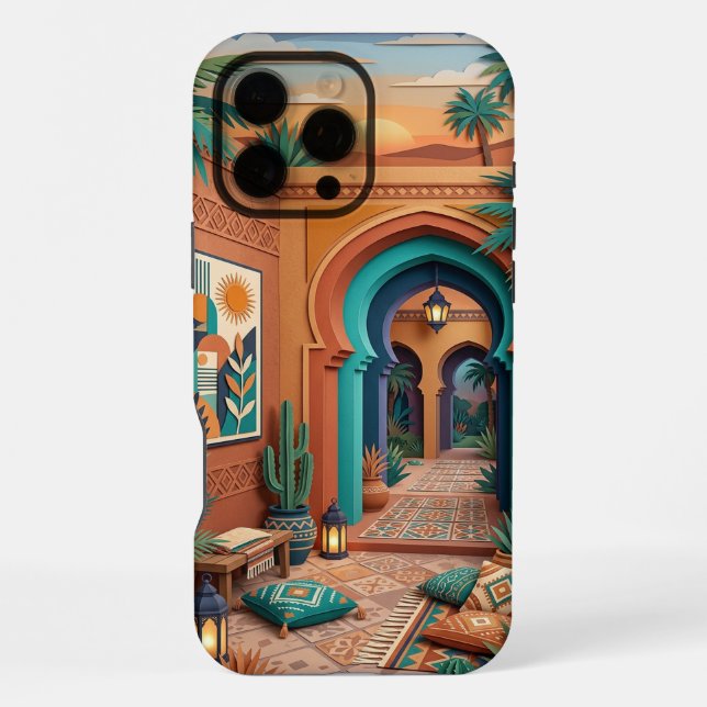 Boho Oriental iPhone 16 Pro Max Case | Teal Terrac (Back)