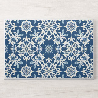 Boho Ornament Pattern in White-Blue Vintage HP Laptop Skin