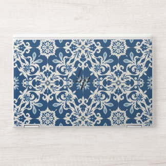 Boho Ornament Pattern in White-Blue Vintage HP Laptop Skin