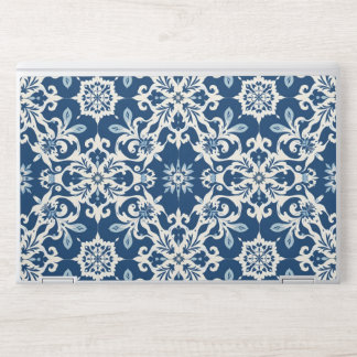 Boho Ornament Pattern in White-Blue Vintage HP Laptop Skin