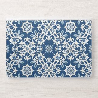 Boho Ornament Pattern in White-Blue Vintage HP Laptop Skin