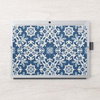 Boho Ornament Pattern in White-Blue Vintage HP Laptop Skin