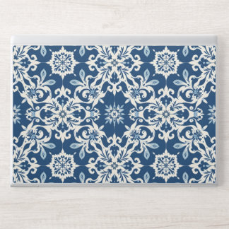 Boho Ornament Pattern in White-Blue Vintage HP Laptop Skin