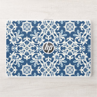 Boho Ornament Pattern in White-Blue Vintage HP Laptop Skin
