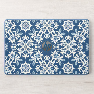 Boho Ornament Pattern in White-Blue Vintage HP Laptop Skin