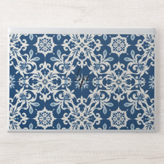 Boho Ornament Pattern in White-Blue Vintage HP Laptop Skin