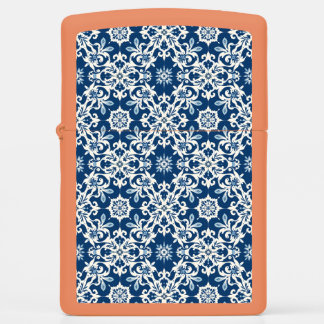 Boho Ornament Pattern in White-Blue Vintage Zippo Lighter