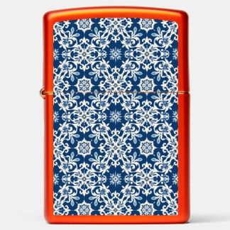 Boho Ornament Pattern in White-Blue Vintage Zippo Lighter