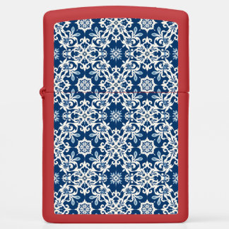 Boho Ornament Pattern in White-Blue Vintage Zippo Lighter