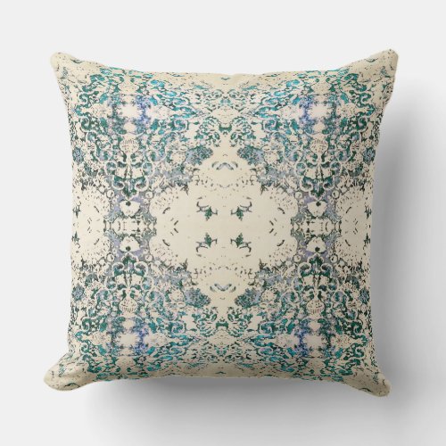 Boho Ornate Fancy India Blue Bohemian Pillow