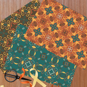 Boho Ornate Folklore Patterns in Earthy Colors Wrapping Paper Sheets