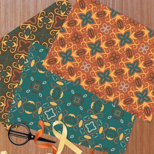 Boho Ornate Folklore Patterns in Earthy Colors  Wrapping Paper Sheets