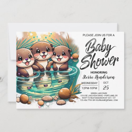 Boho Otter Adventure Baby Shower Invitation