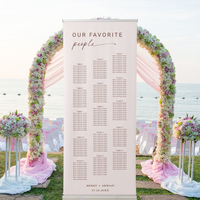 Boho Our Favorite People Wedding Seating Chart Retractable Banner (Creator Uploaded)