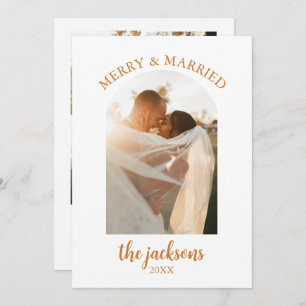 Boho Our First Christmas Newlywed Photo Holiday Invitation
