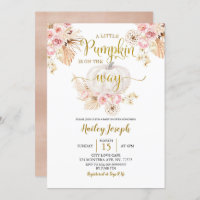 Boho Our Little Pumpkin Baby shower Invitation