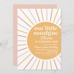 boho our little sunshine birthday invitation