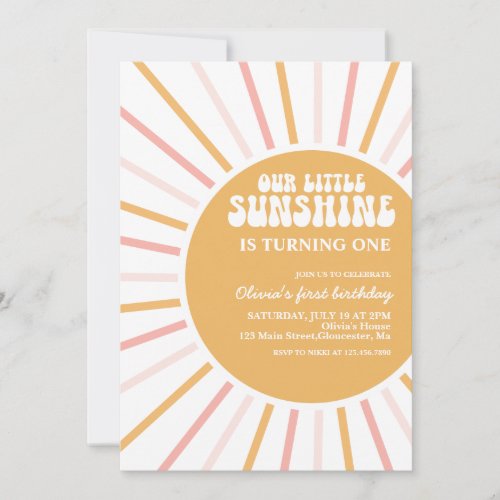 boho our little sunshine birthday invitation