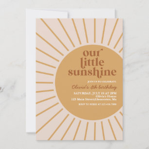 boho our little sunshine birthday invitation