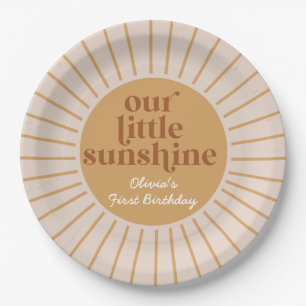 Boho Our Little Sunshine Birthday Paper Plates