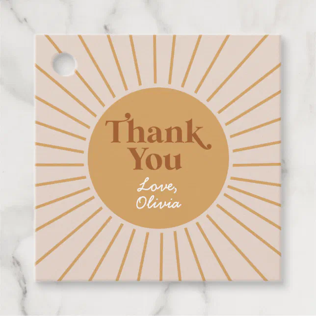 Boho Our Little Sunshine Thank You Favor Tags | Zazzle