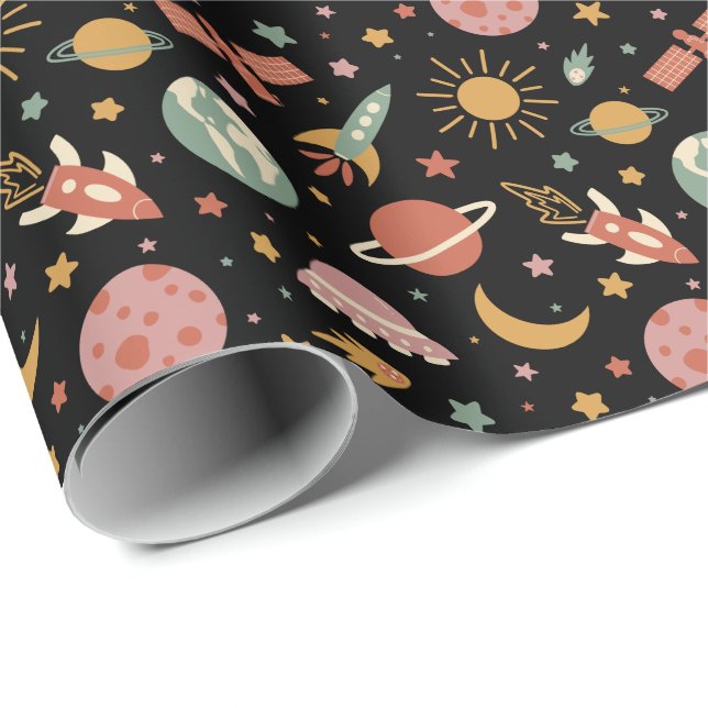 Boho Outer Space Pattern Wrapping Paper (Roll Corner)