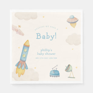 Boho Outer Space Rocket Boy Baby Shower Napkins