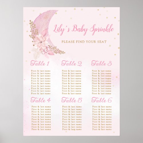 Boho Over the Moon Baby Shower Seating Chart