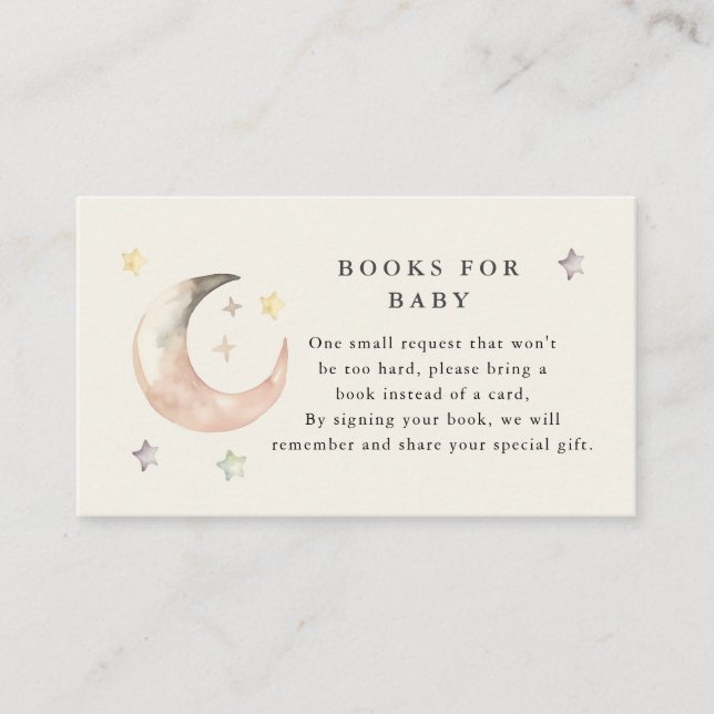 Boho Over the moon Book request Baby shower Enclosure Card (Front)