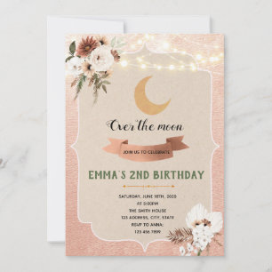 Boho over the moon invitation