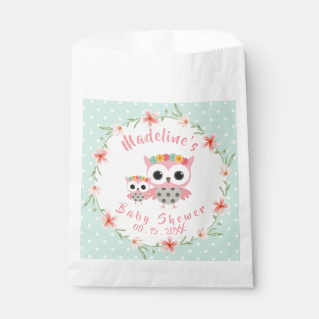 Boho Owl Baby Shower Favor Bag (Front)
