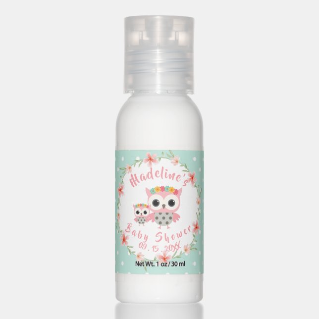 Boho Owl Baby Shower Hand Sanitizers (Front)