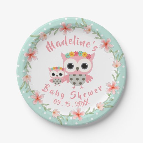 Boho Owl Baby Shower Paper Plates