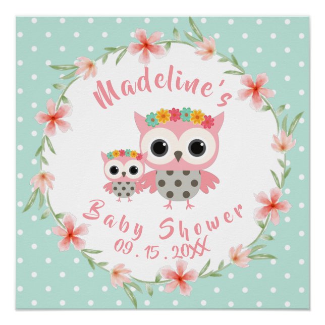 Boho Owl Baby Shower Poster (Front)