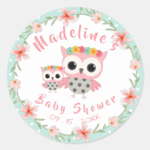 Boho Owl Baby Shower Stickers