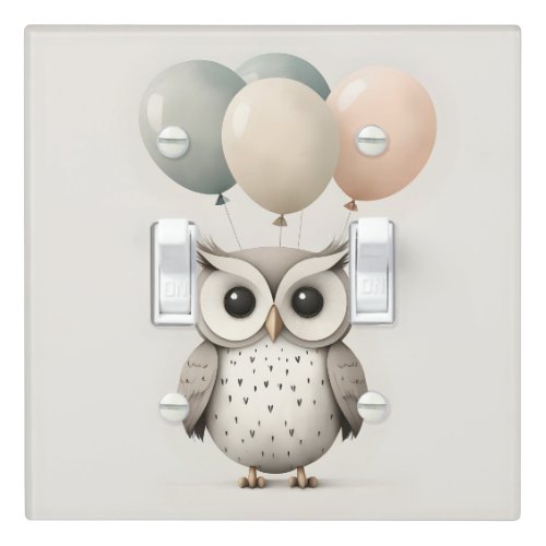 Boho Owl Balloons Nursery Kids Room Light Switch