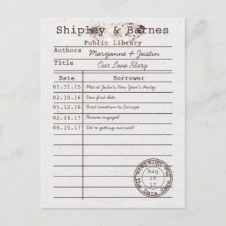 Boho Owl Feather Library Card Save The Date |