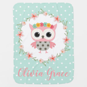 Boho Owl Personalized Baby Blanket