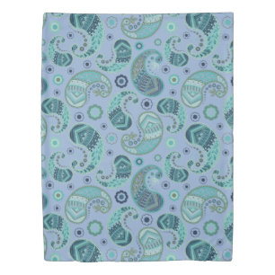 Boho Paisley Cornflower Blue Duvet Cover