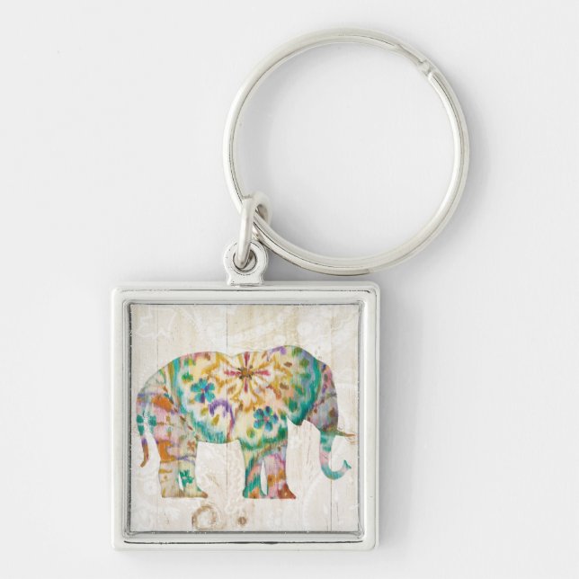Boho Paisley Elephant I Keychain (Front)