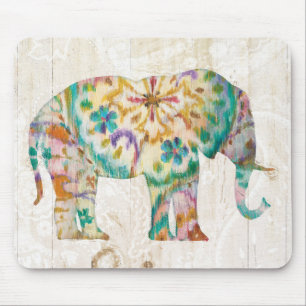 Boho Paisley Elephant I Mouse Pad