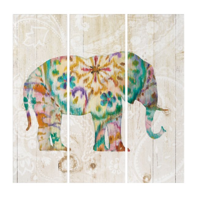 Boho Paisley Elephant I Triptych (Front)