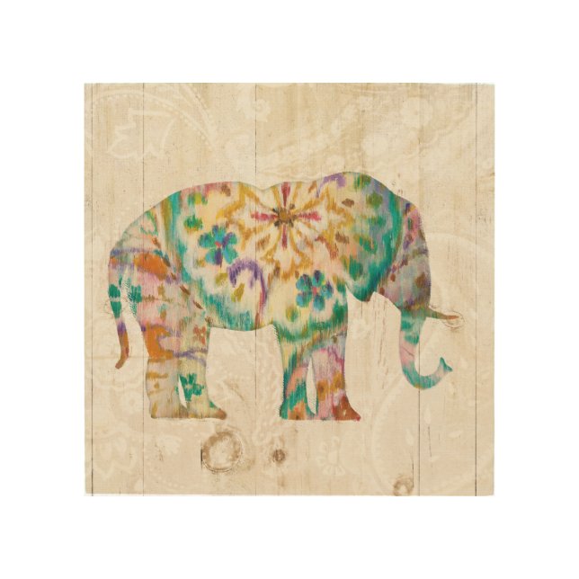 Boho Paisley Elephant I Wood Wall Decor (Front)