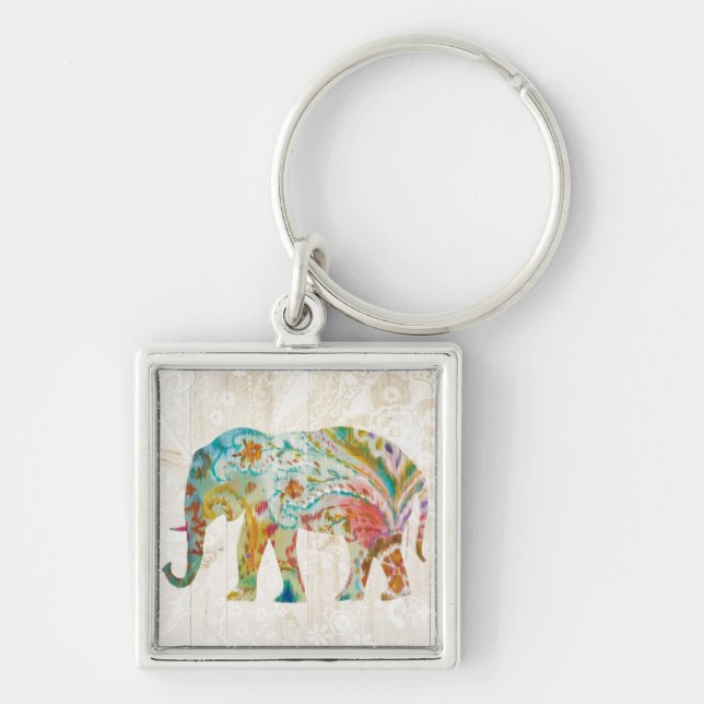 Boho Paisley Elephant II Keychain (Front)
