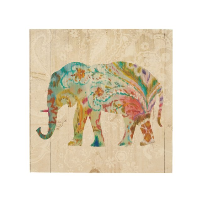 Boho Paisley Elephant II Wood Wall Decor (Front)