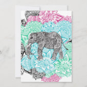 Boho paisley elephant pastel floral Sweet 16 Invitation (Back)