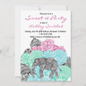 Boho paisley elephant pastel floral Sweet 16 Invitation (Front)