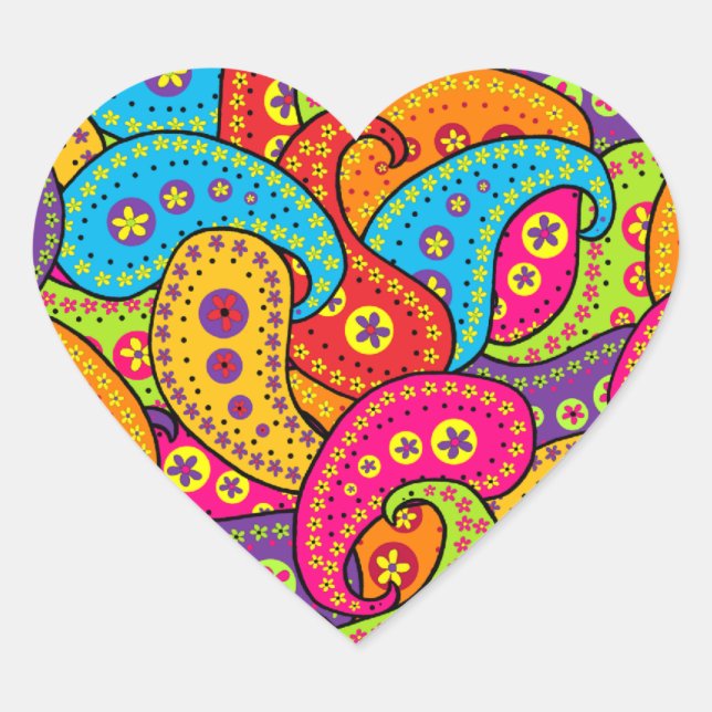 Boho Paisley Heart Sticker (Front)