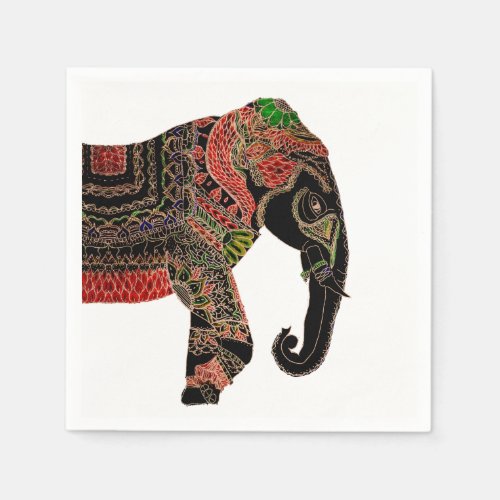 Boho paisley Indian ornate elephant Napkins