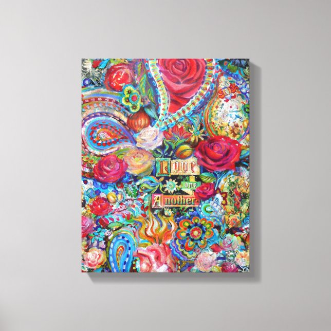 Boho Paisley Love One Another Canvas Print (Front)